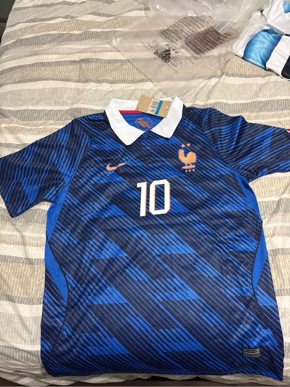 Nike Blue France National Team No.10 Soccer Jersey with Orange Details